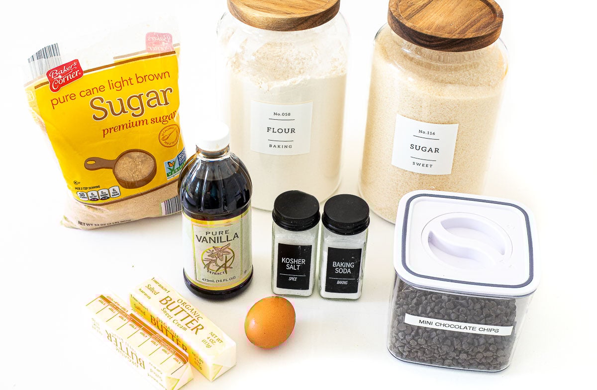 ingredients for mini browned butter cookies