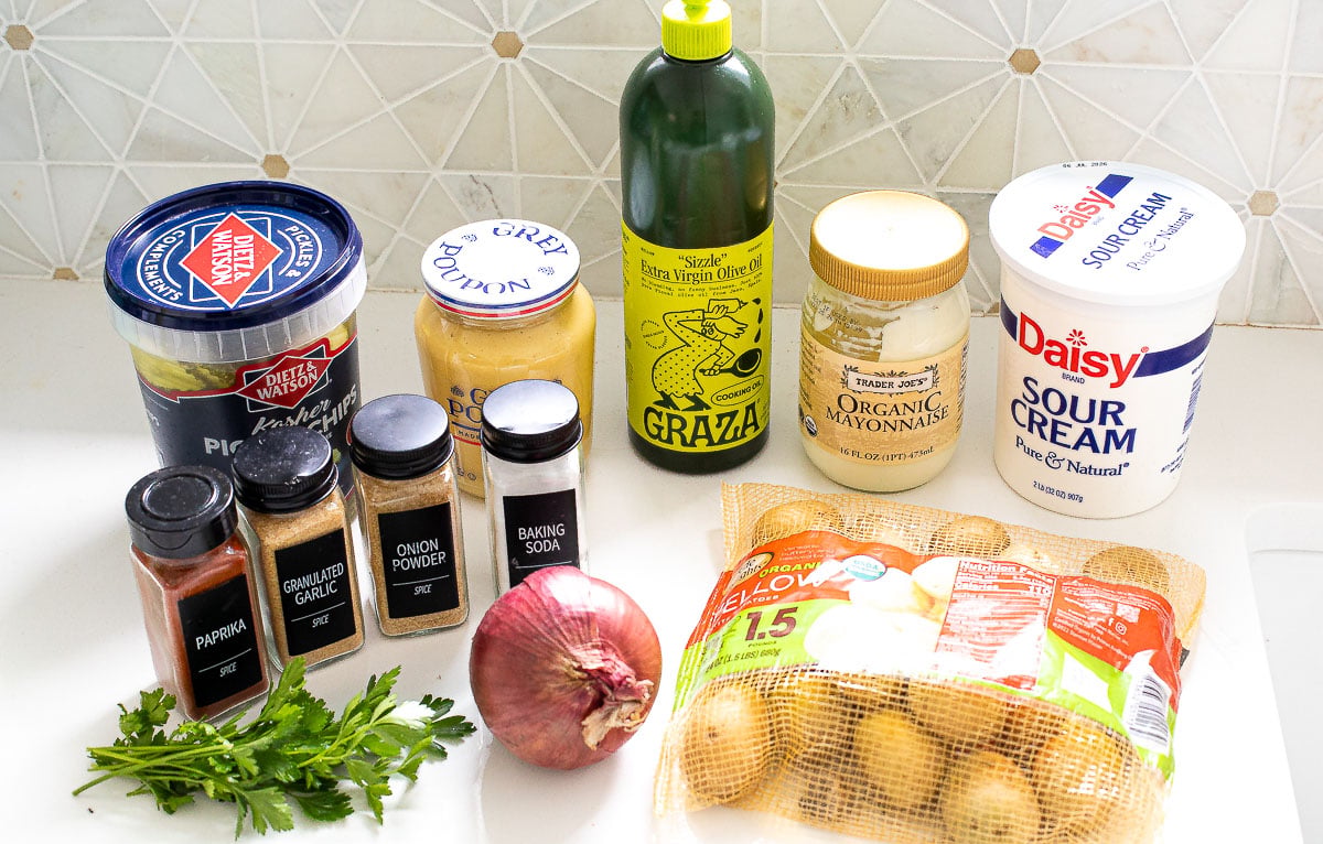 ingredients for crispy potato salad