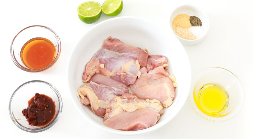 Ingredients needed for honey chipotle chicken.