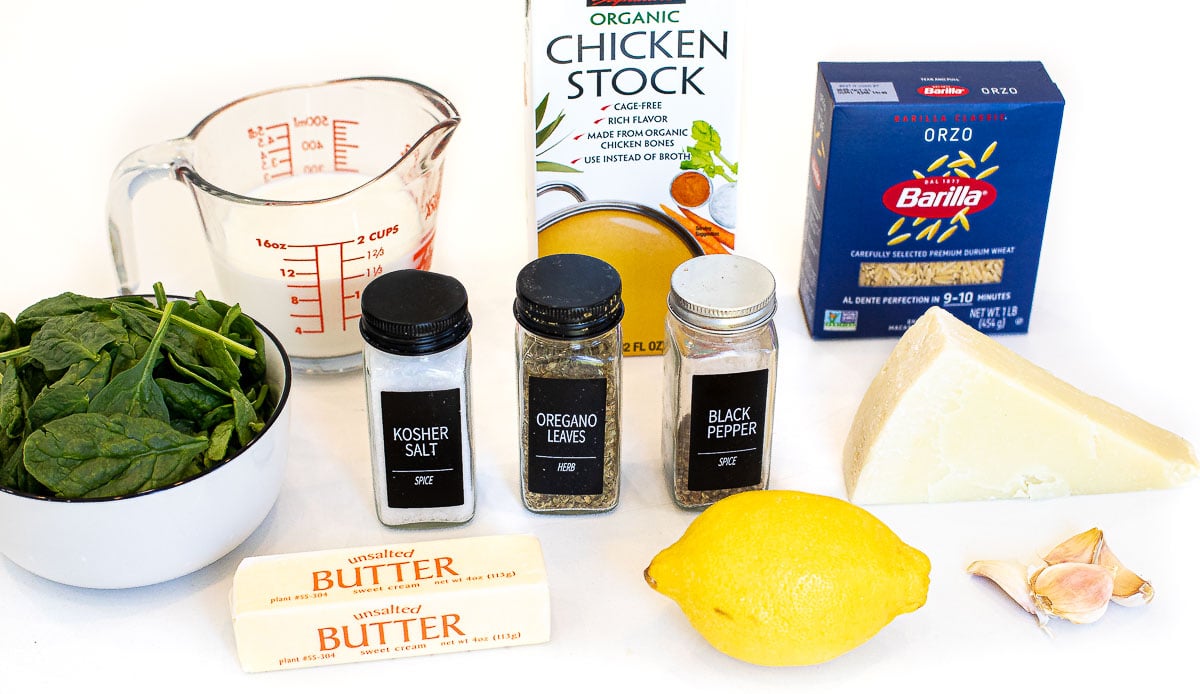 ingredients for lemon spinach orzo