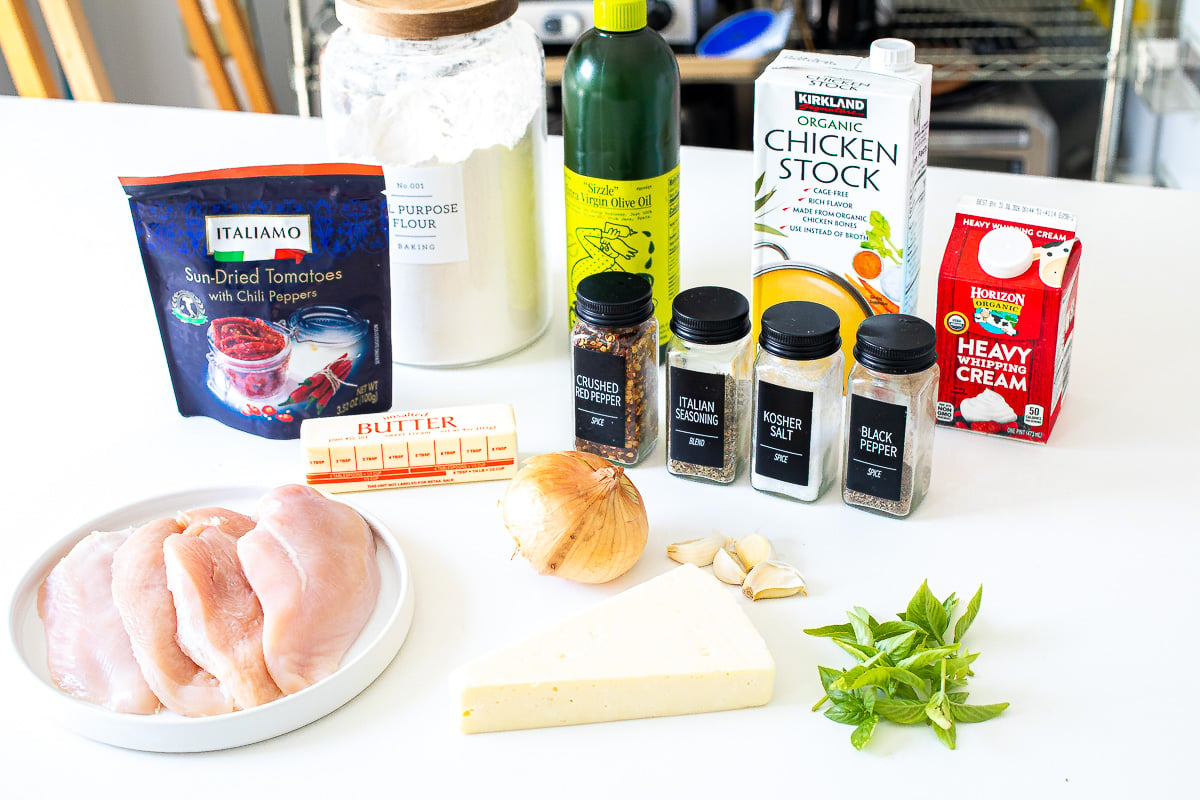 ingredients for marry me chicken on counter