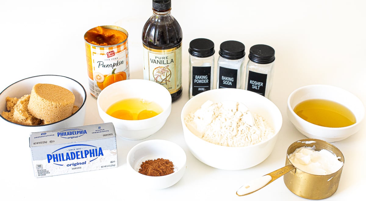 ingredients for pumpkin cream cheese muffins