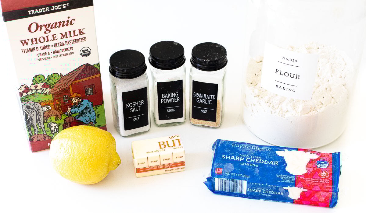 ingredients for garlic cheddar biscuits