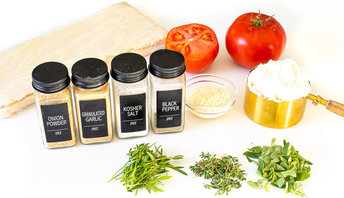 ingredients for tomato puff pastry tart