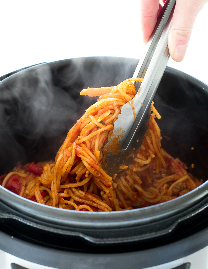 Easy Instant Pot Beef Spaghetti | chefsavvy.com