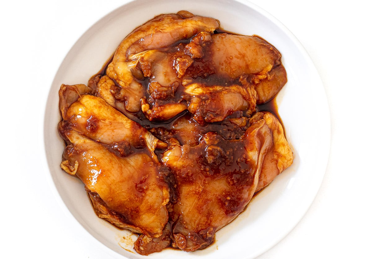 chicken thighs in an asian marinade