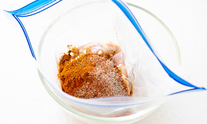 marinating ingredients in ziplock bag