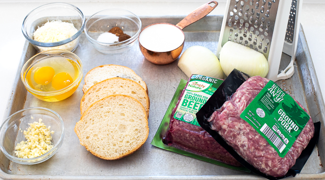 Ingredients needed for Swedish meatballs.