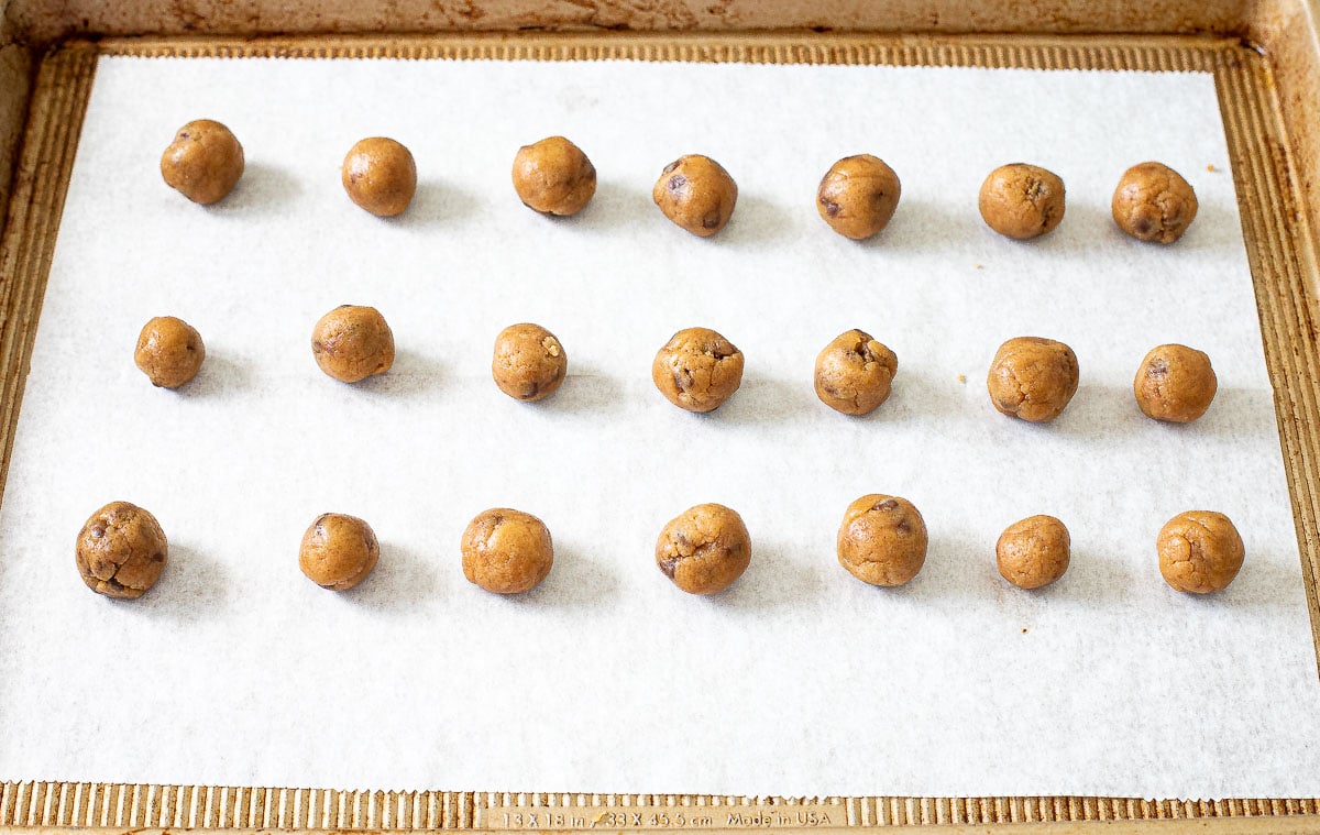 unbaked mini chocolate chip cookies
