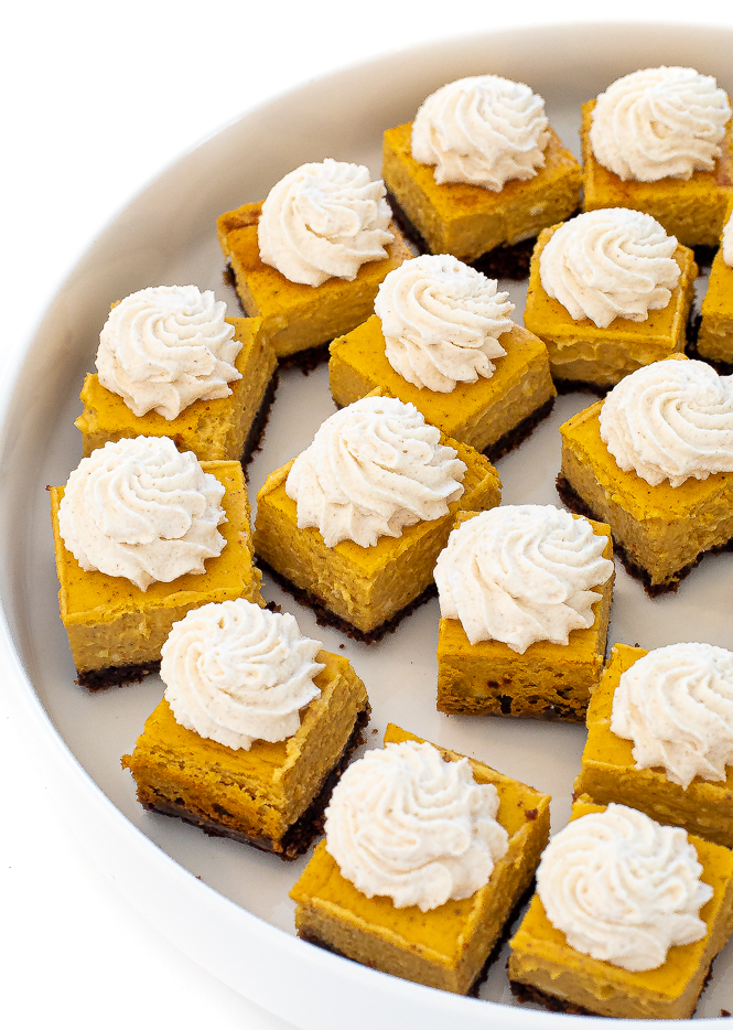mini bite size pumpkin cheesecakes