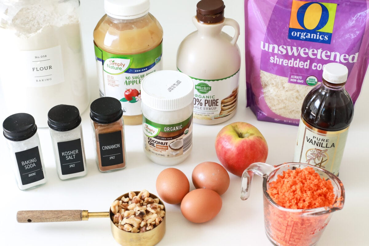 morning glory muffin ingredients on counter