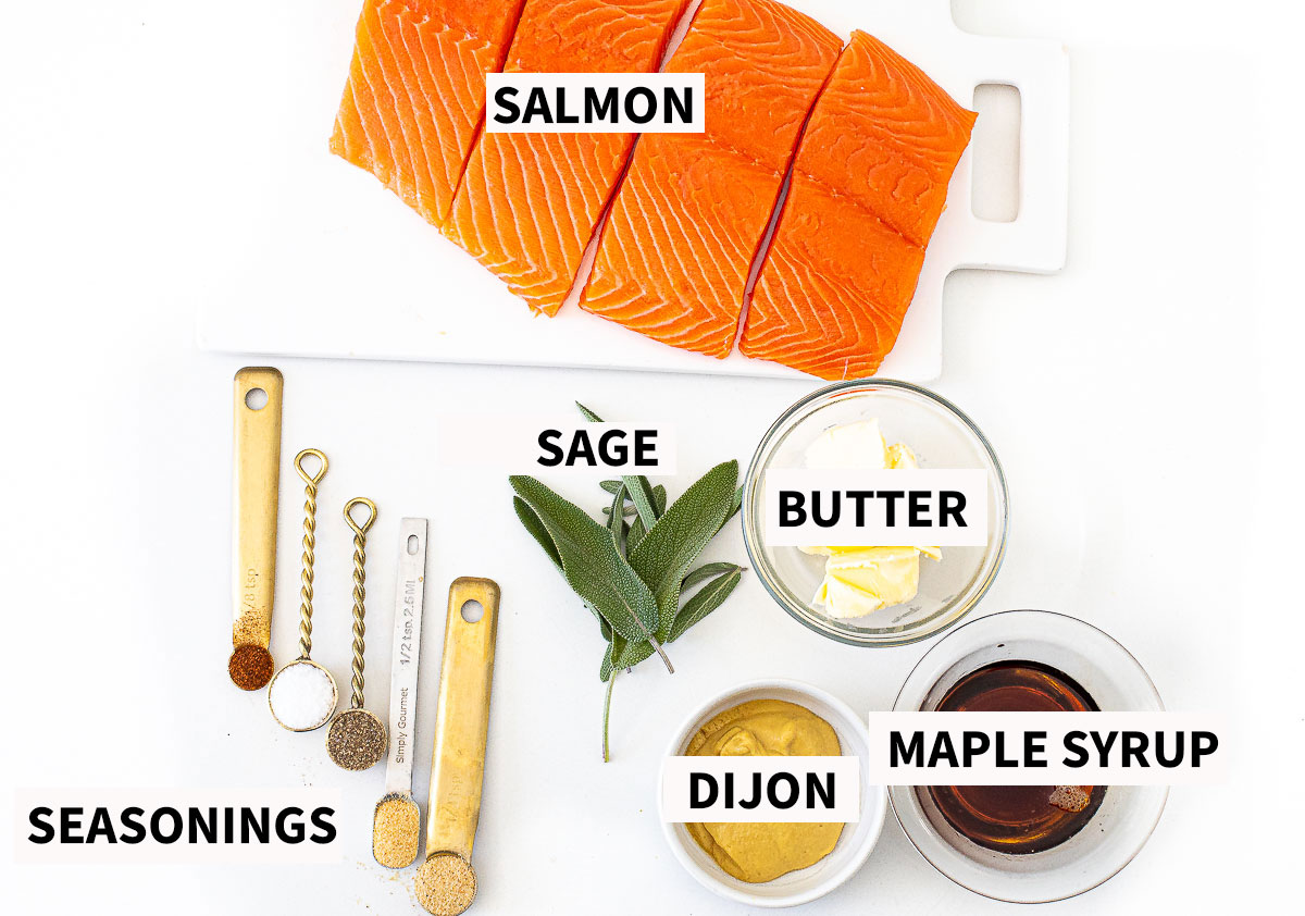 ingredients on counter for maple Dijon salmon