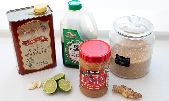 Ingredients needed for peanut sauce.