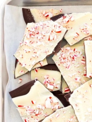 peppermint bark on tray