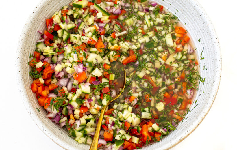 The pickle de gallo with the brine added to it.