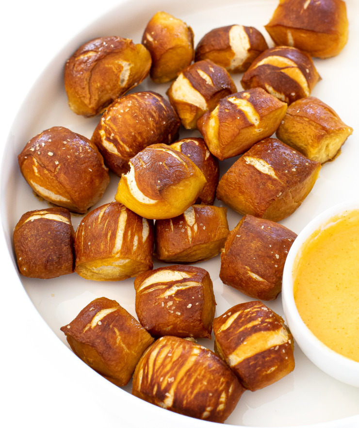 Pretzel Bites with Homemade Cheese Sauce