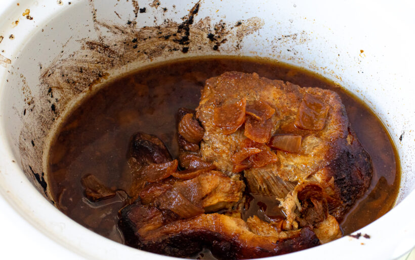 cooked pork shoulder in crockpot