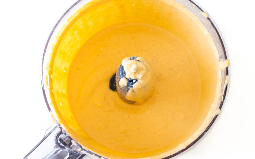 Cheesecake filling in food processor.