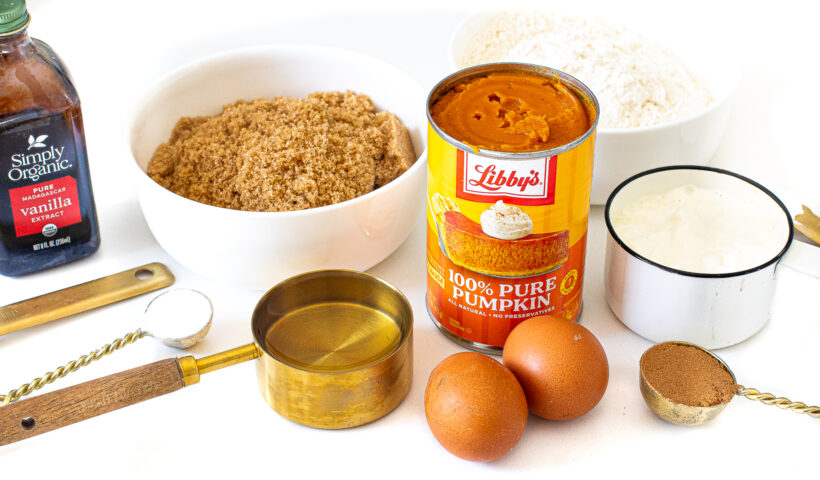 ingredients for Starbucks pumpkin muffins on counter