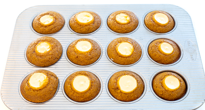 Baked muffins in the muffin tin.