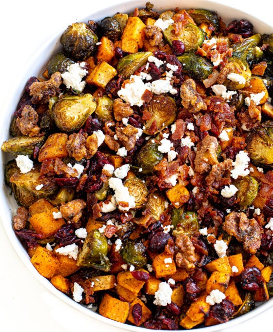 Roasted Brussels Sprouts and Sweet Potatoes