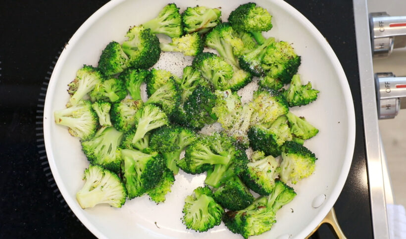 sautéing broccoli in large skillet