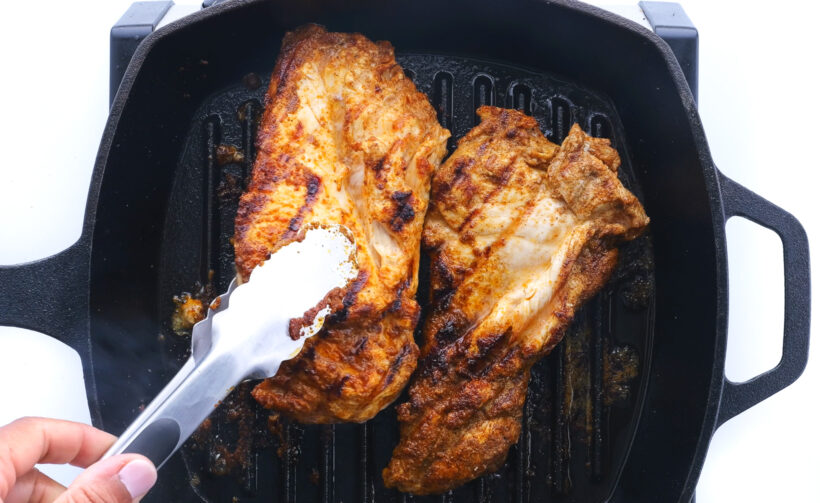 grilling chicken breast in cast iron skillet