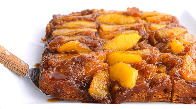 serving cake with a silver spatula 