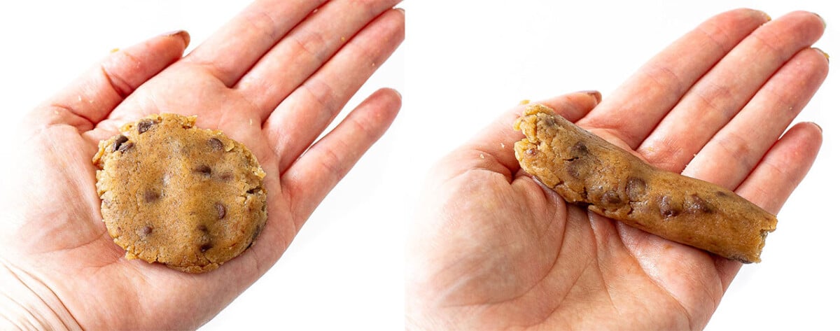 forming and shaping brown butter chocolate chip cookies