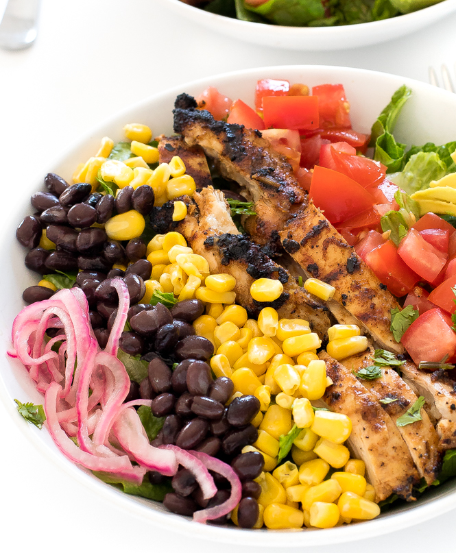 southwest salad in large white bowl