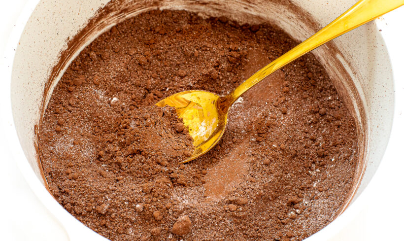 Dry ingredients in a mixing bowl.