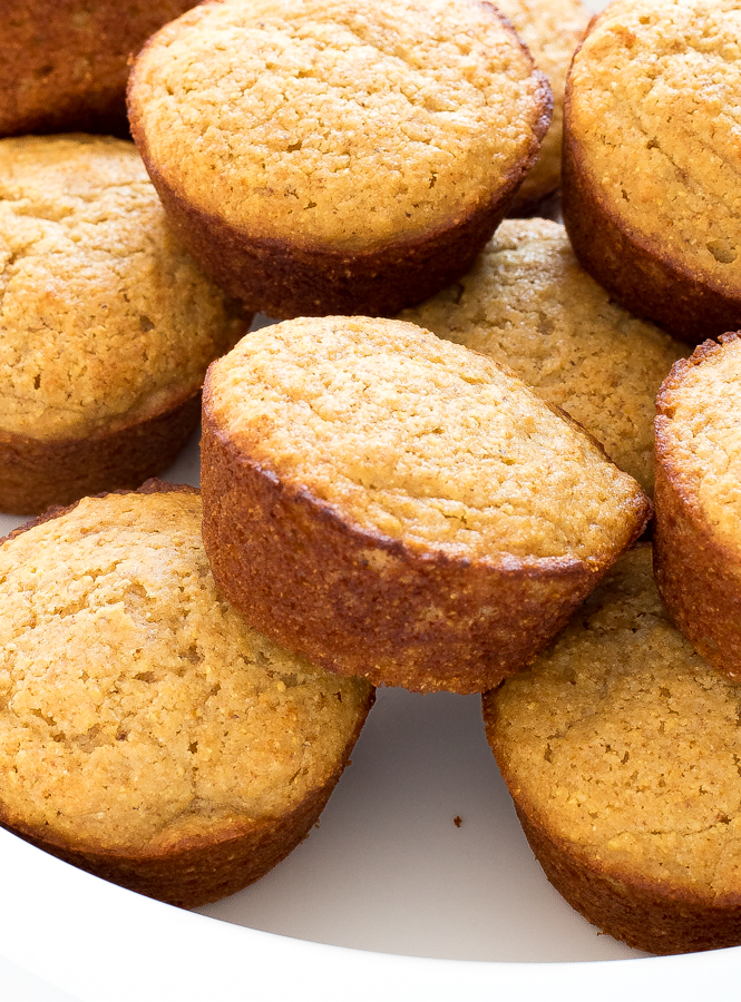 Homemade Cornbread Muffins on white plate