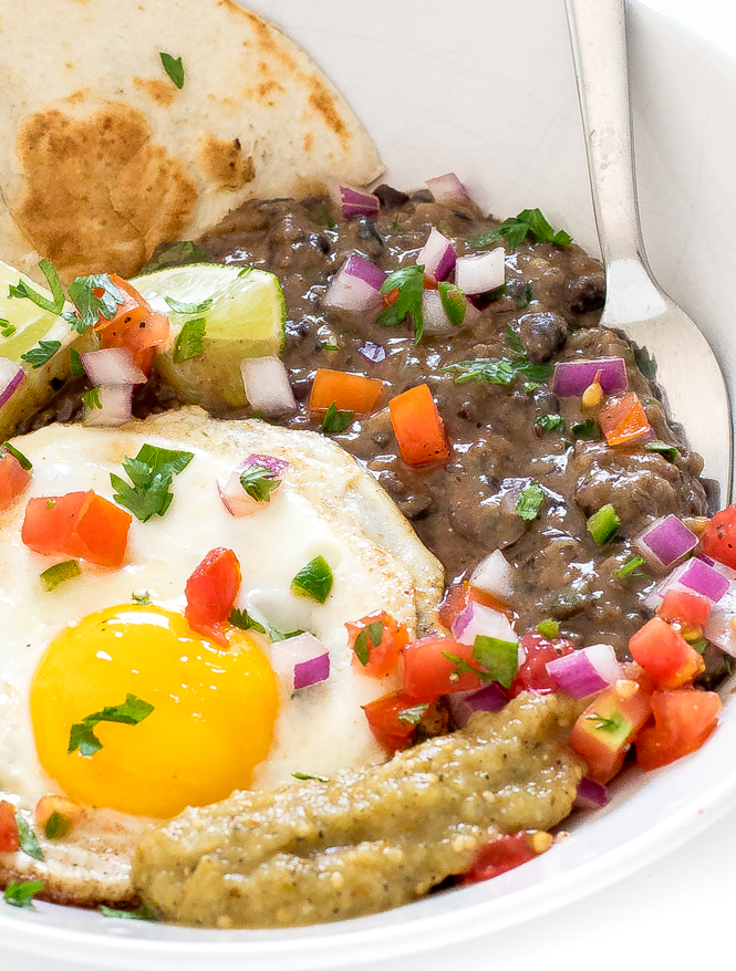 close up shot of huevos rancheros