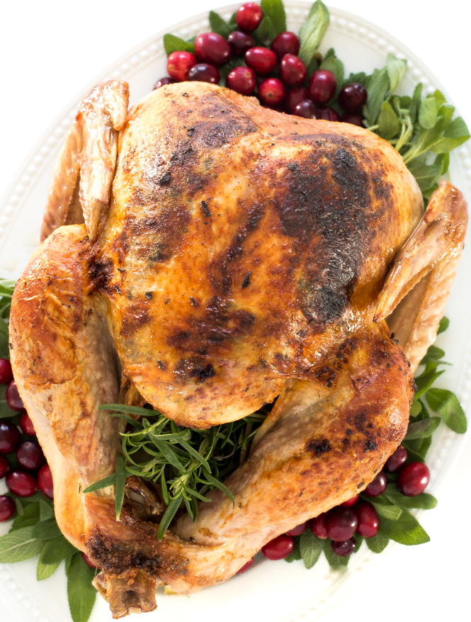 roasted thanksgiving turkey on platter